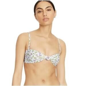 J. Crew Knot Bandeau Bikini Swim Top Size 2X Cloud Meadow Floral BF146 NWT